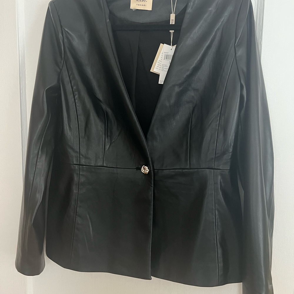 Black Faux Leather Women's Jacket Elie Tahari